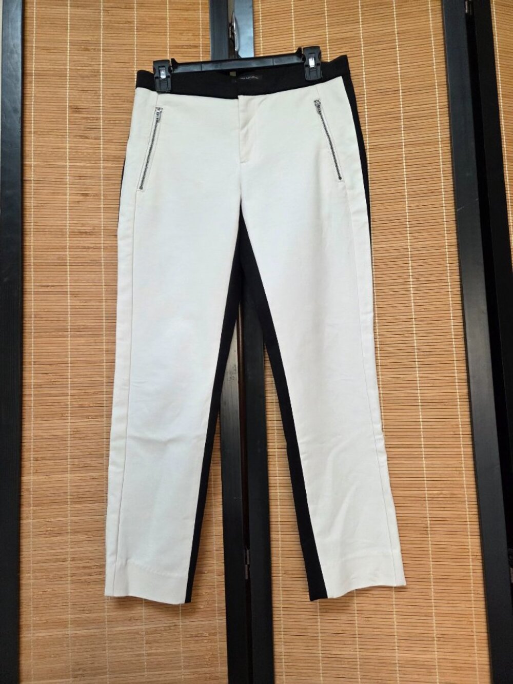 Banana Republic Women's Size 4 Cream/ Black Addison Ankle Pants Career Stretch